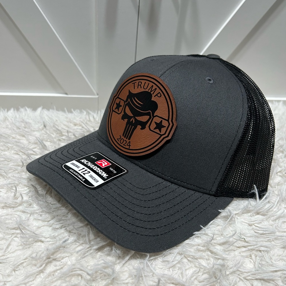 TRUMP 2024 Laser engraved Richardson 112 trucker hat.